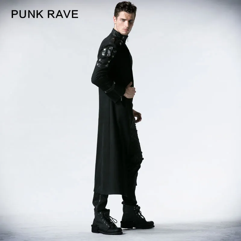 Y-318 black Handsome Down Long Gothic Trench Coats With High Collar