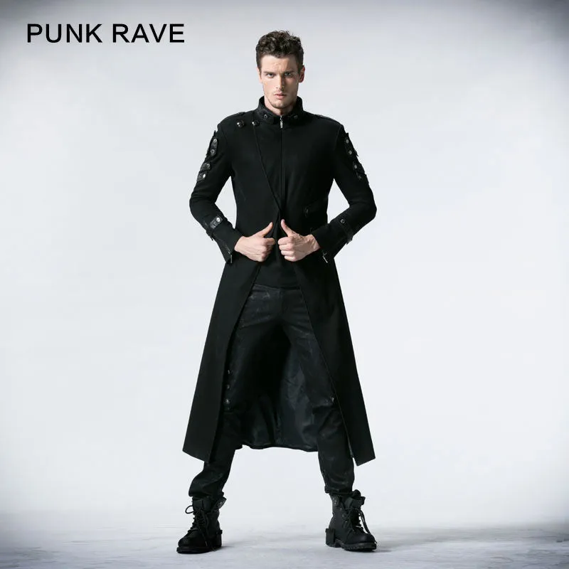 Y-318 black Handsome Down Long Gothic Trench Coats With High Collar
