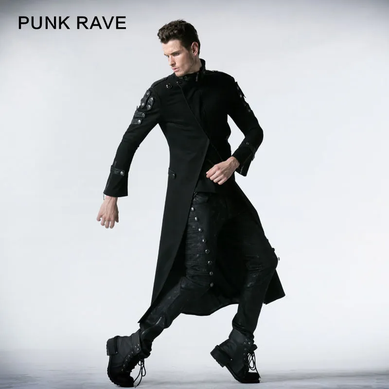 Y-318 black Handsome Down Long Gothic Trench Coats With High Collar