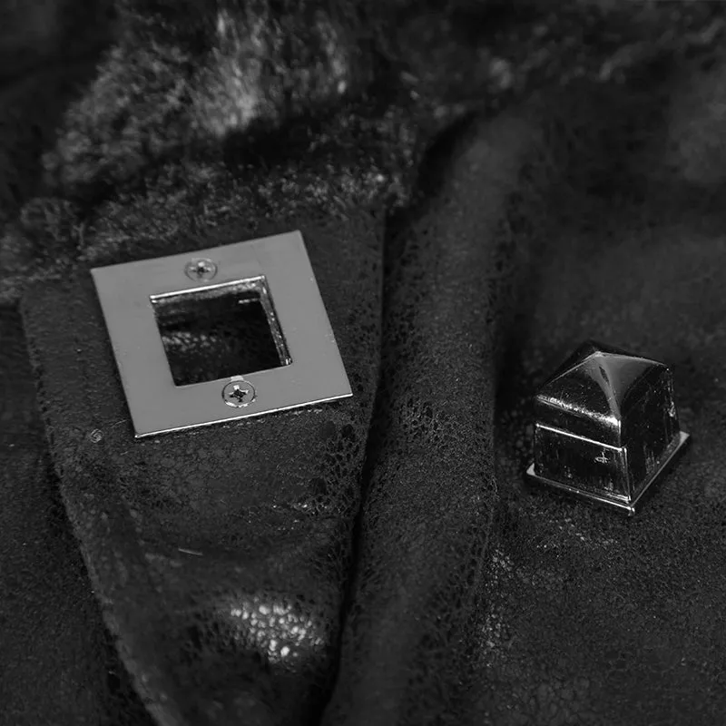 Y-352 black Long Soft Leather Gothic Trench Coats With V Collar